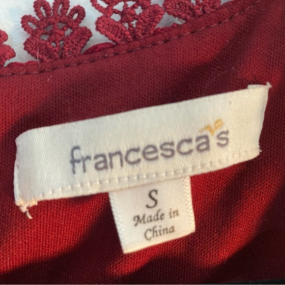 Francesca’s Collections burgundy fit and flare floral lace dress, size M - Picture 6 of 6